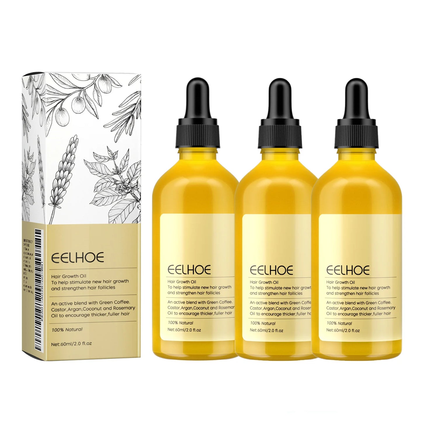 EELHOE Huile essentielle naturelle pour la pousse des cheveux nourrissante au romarin