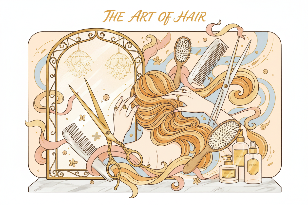 fais moi une image en rapport de la coiffure en dessin